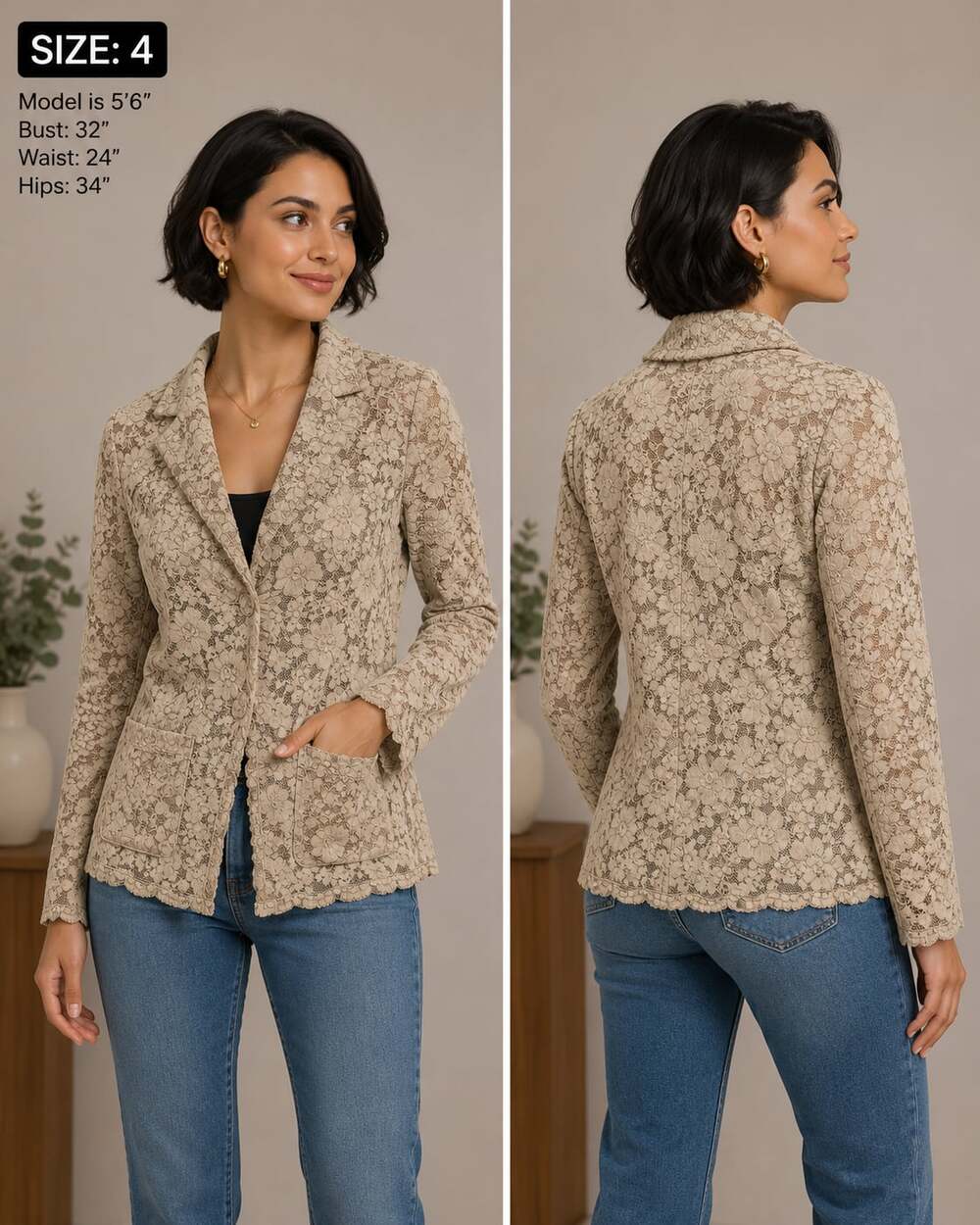 J.Crew Collection Size 4 Floral Lace Blazer Jacket
Z75JC